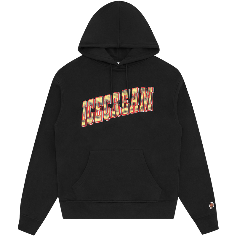 Ice Cream ICECREAM FW24 Logo Print Black Unisex Hoodie Long Sleeve Early Fall Collection IC24229-BLACK