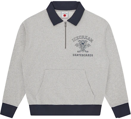 冰淇淋ICECREAM FW24虎标志半拉链灰色男女同款卫衣 IC24225-HEATHERGREY Buy 冰淇淋ICECREAM FW24虎标志半拉链灰色男女同款卫衣 IC24225-HEATHERGREY