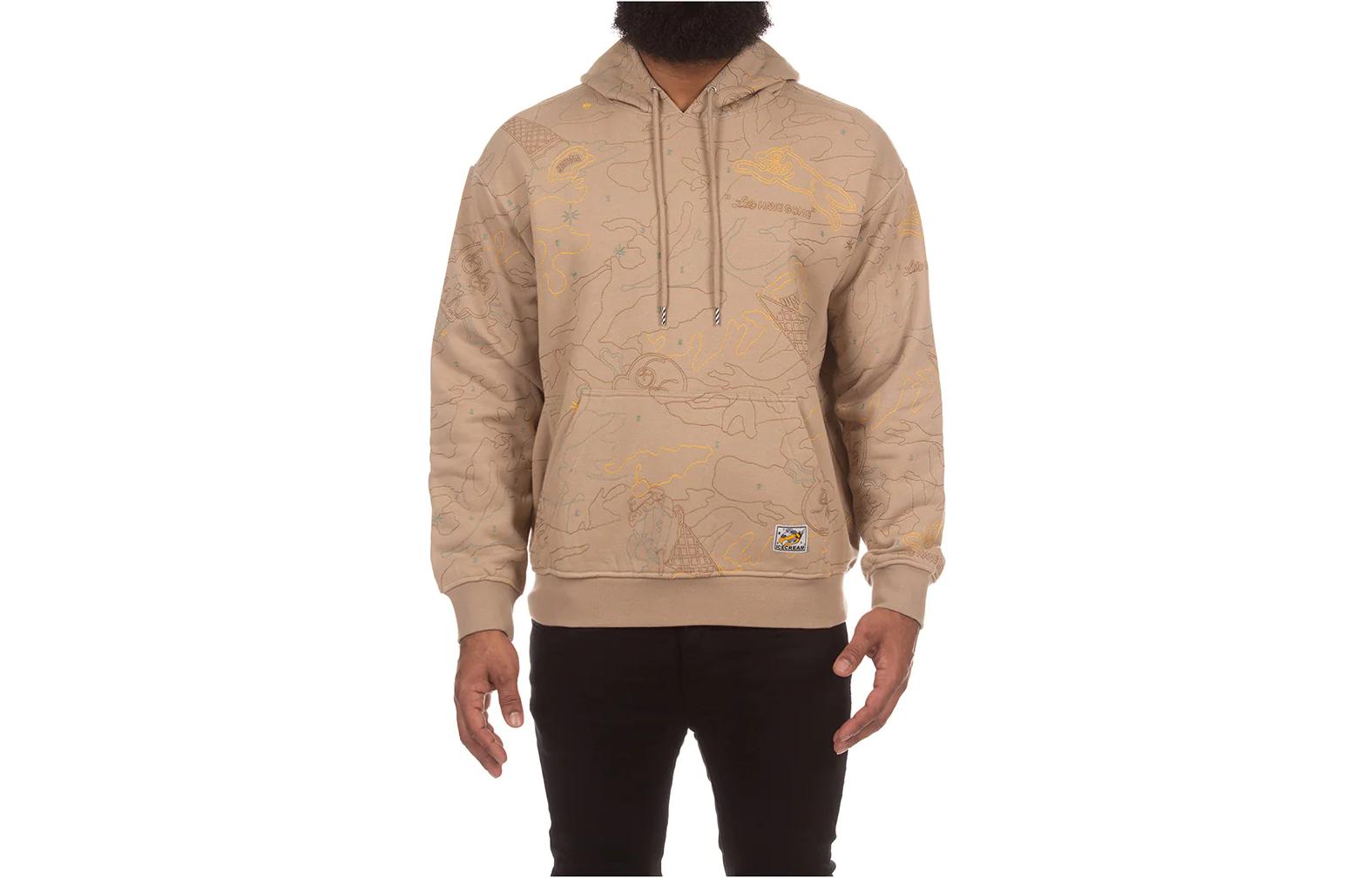 Ice Cream ICECREAM Geometric Print Hoodie Khaki Pullover Long Sleeve Sweater 431-6305-272