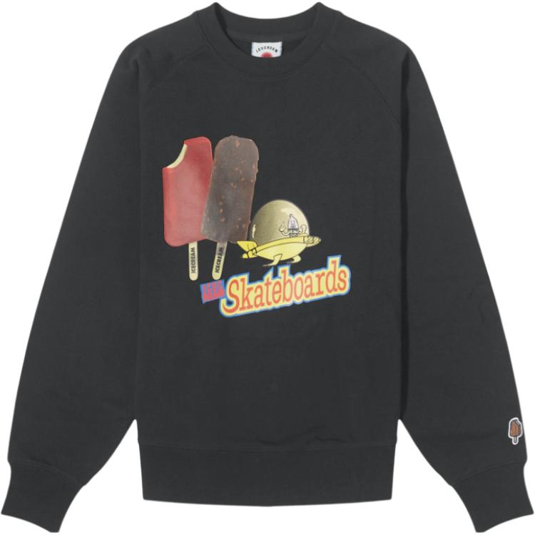 Ice Cream ICECREAM Graphic Crewneck Sweatshirt Black Long Sleeve Fit IC23326-BLK