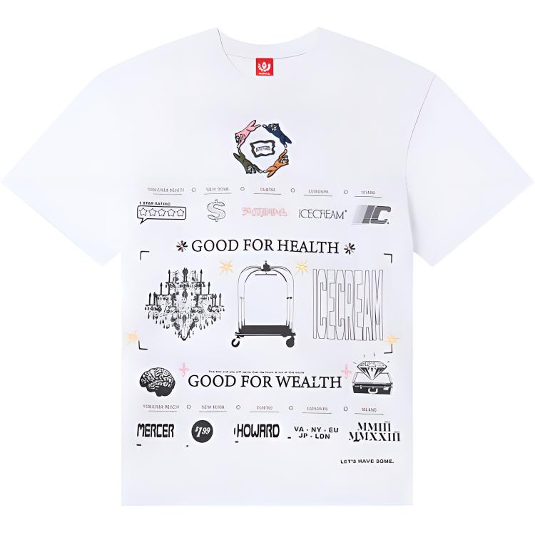 Ice Cream ICECREAM Graphic Print Unisex White Crewneck Short Sleeve T-Shirt. 441-3301-WHITE