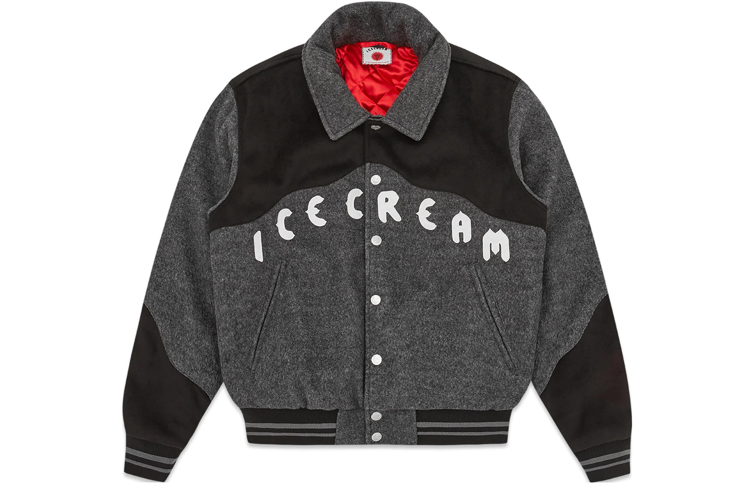 Ice Cream ICECREAM Gray Colorblock Letter Patch Button-Up Jacket IC23105-GREY