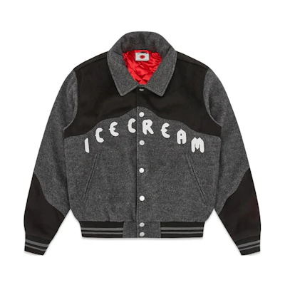Ice Cream ICECREAM Gray Colorblock Letter Patch Button-Up Jacket IC23105-GREY
