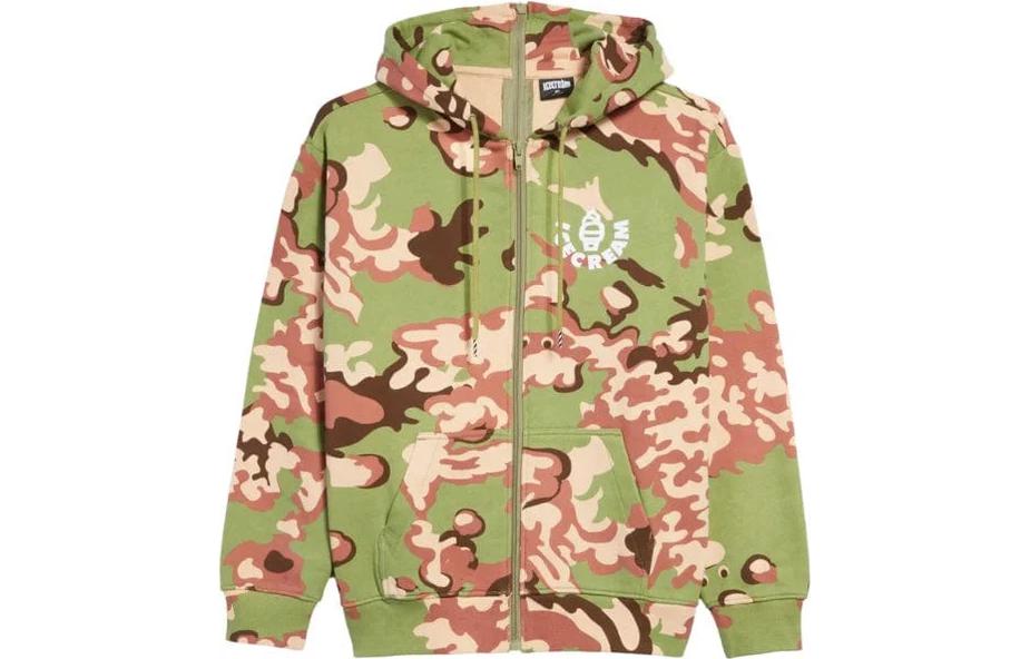 Ice Cream ICECREAM Green Tie-Dye Printed Zip Hoodie Jacket Men’s 421-8308