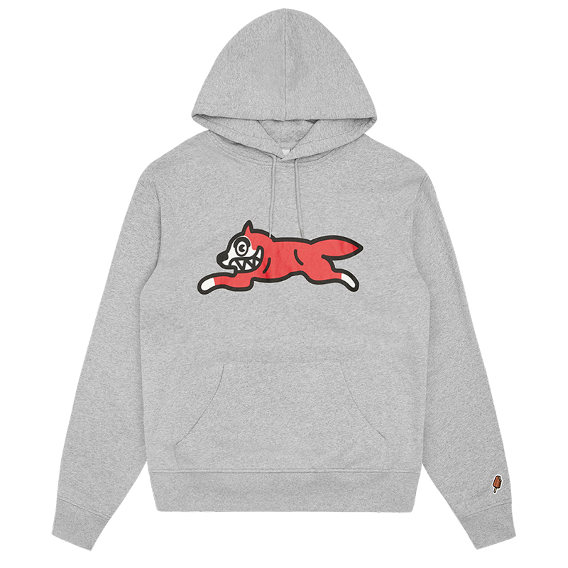 Ice Cream ICECREAM Grey Running Dog Print Hoodie Unisex Long Sleeve Sweater IC0048-RUNNINGDOGHOOD-GREY