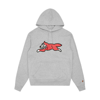 Ice Cream ICECREAM Grey Running Dog Print Hoodie Unisex Long Sleeve Sweater IC0048-RUNNINGDOGHOOD-GREY