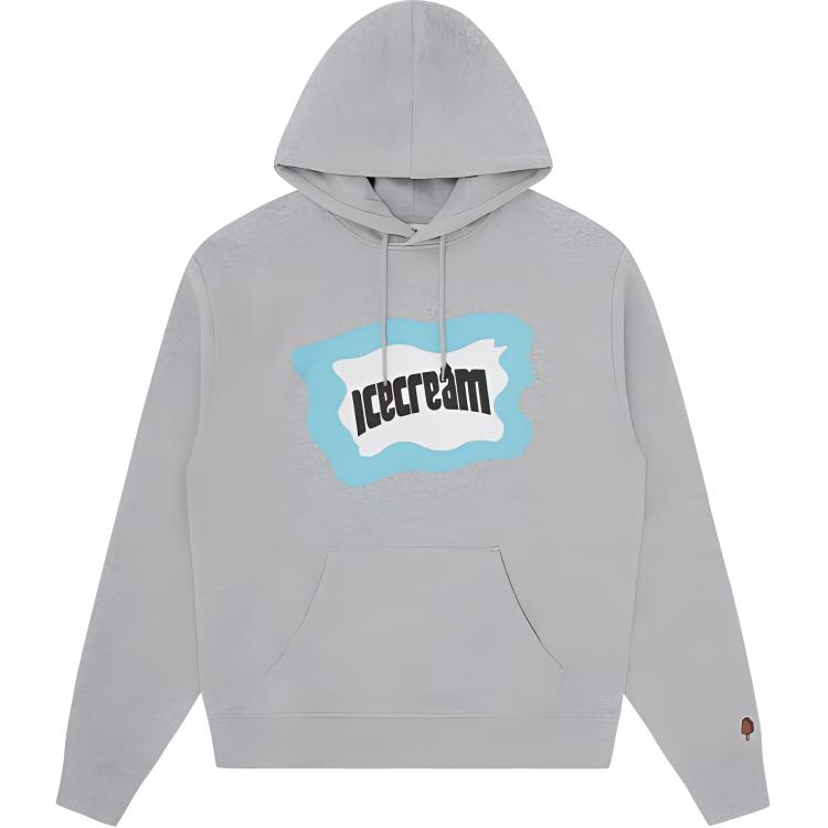 Ice Cream ICECREAM Letter Graphic Hoodie Gray - Long Sleeve Pullover IC23S18-HEATHER