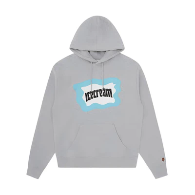 Ice Cream ICECREAM Letter Graphic Hoodie Gray - Long Sleeve Pullover IC23S18-HEATHER