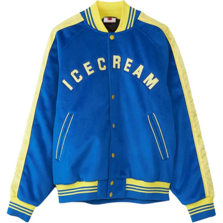 Ice Cream ICECREAM Letter Print Stand Collar Blue Jacket for Men IC23303
