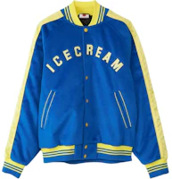 Ice Cream ICECREAM Letter Print Stand Collar Blue Jacket for Men IC23303 Ice Cream ICECREAM Letter Print Stand Collar Blue Jacket for Men IC23303