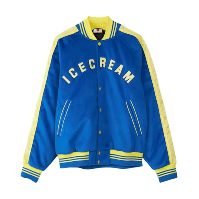 Ice Cream ICECREAM Letter Print Stand Collar Blue Jacket for Men IC23303