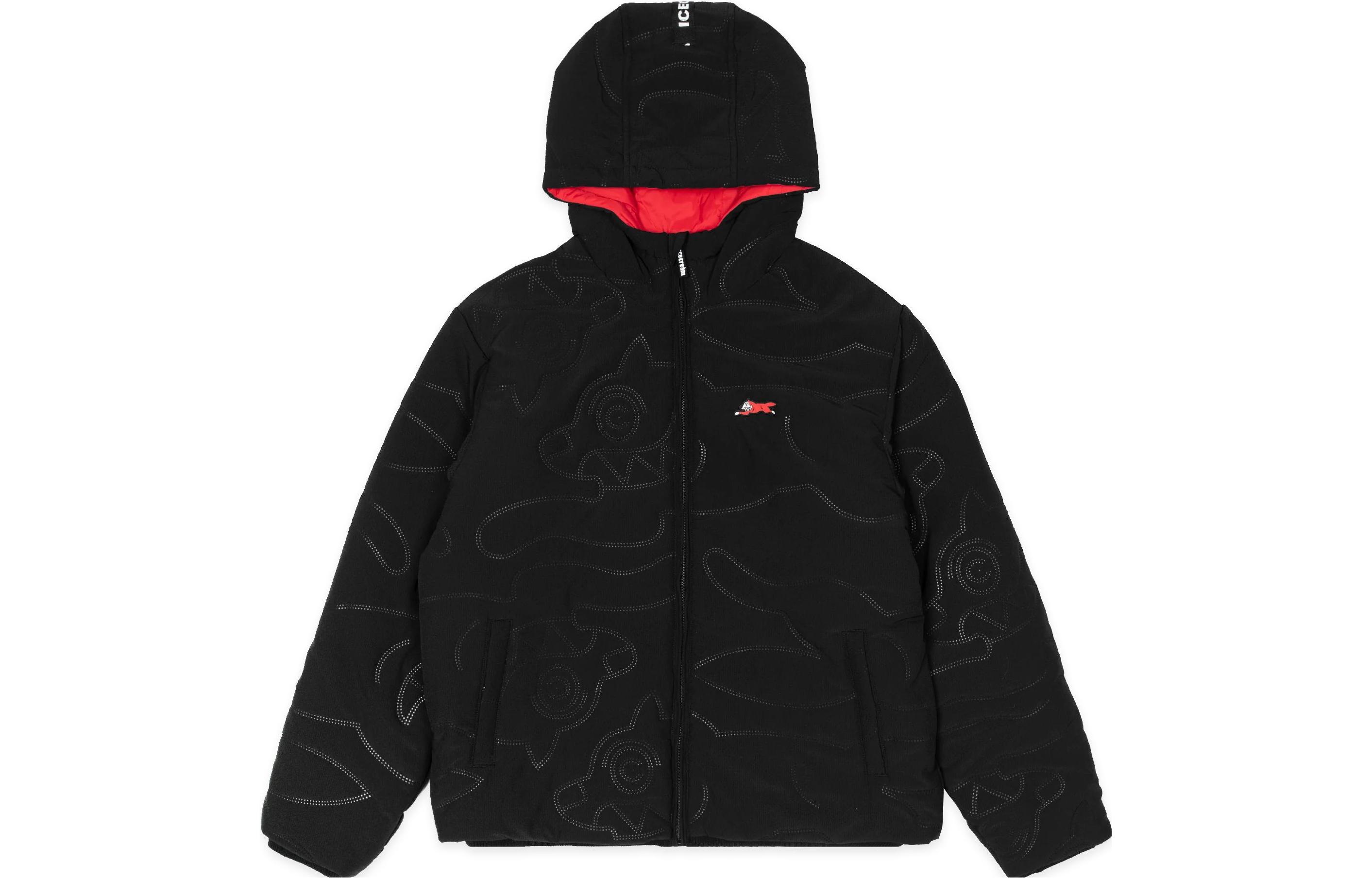 Ice Cream ICECREAM Logo Embossed Zip-Up Hoodie Jacket Unisex Black 431-8400-BLACK