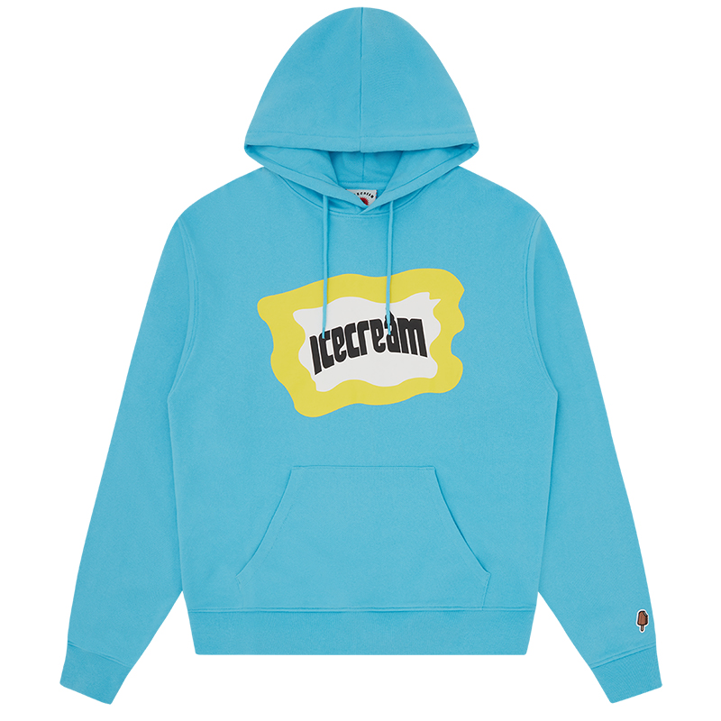 Ice Cream ICECREAM Logo Hoodie with Kangaroo Pocket Drawstring Unisex Blue IC23S18-BLUE