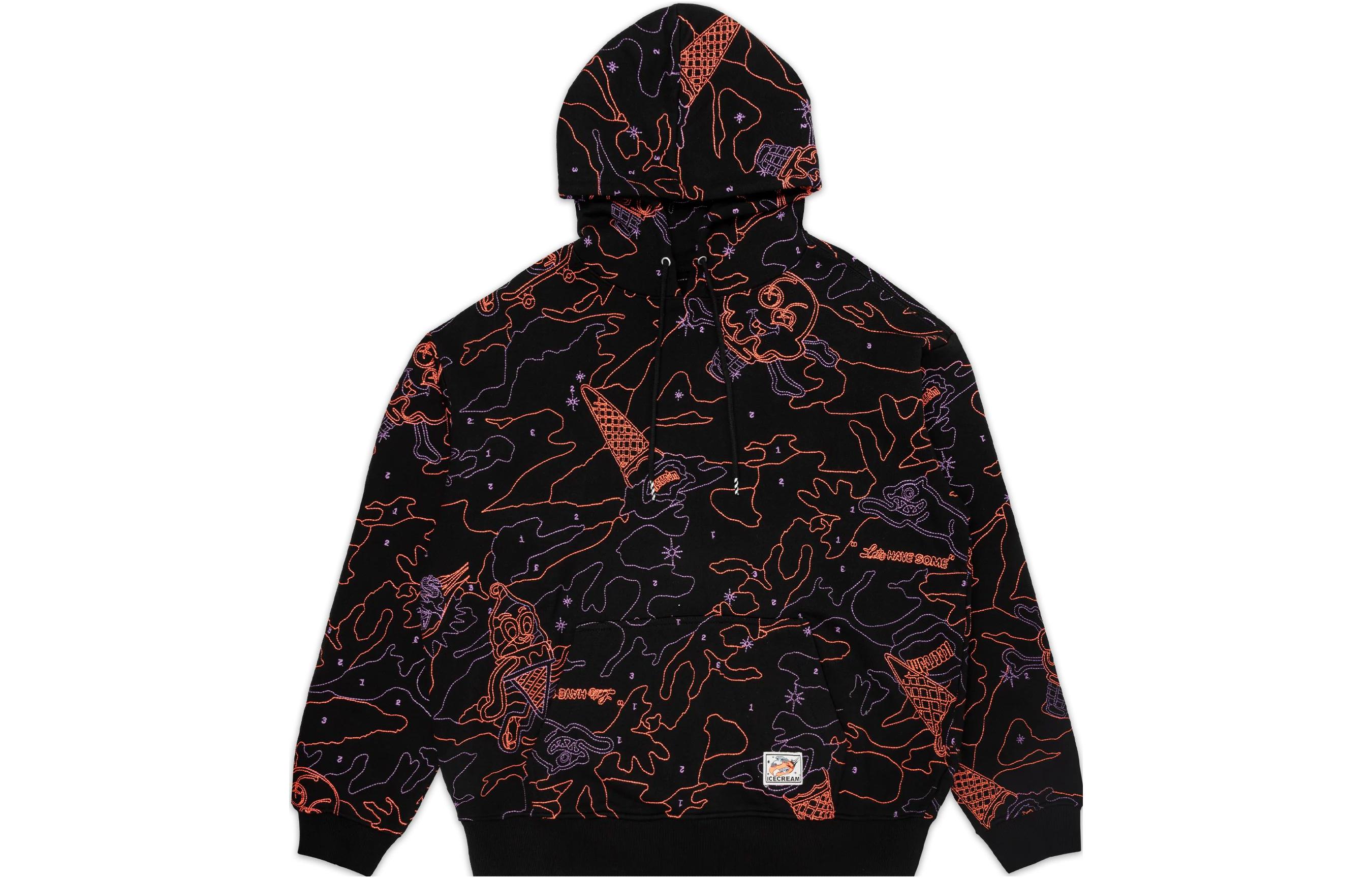 Ice Cream ICECREAM Multicolor Camo Pattern Hoodie Unisex Black 431-6305-BLACK