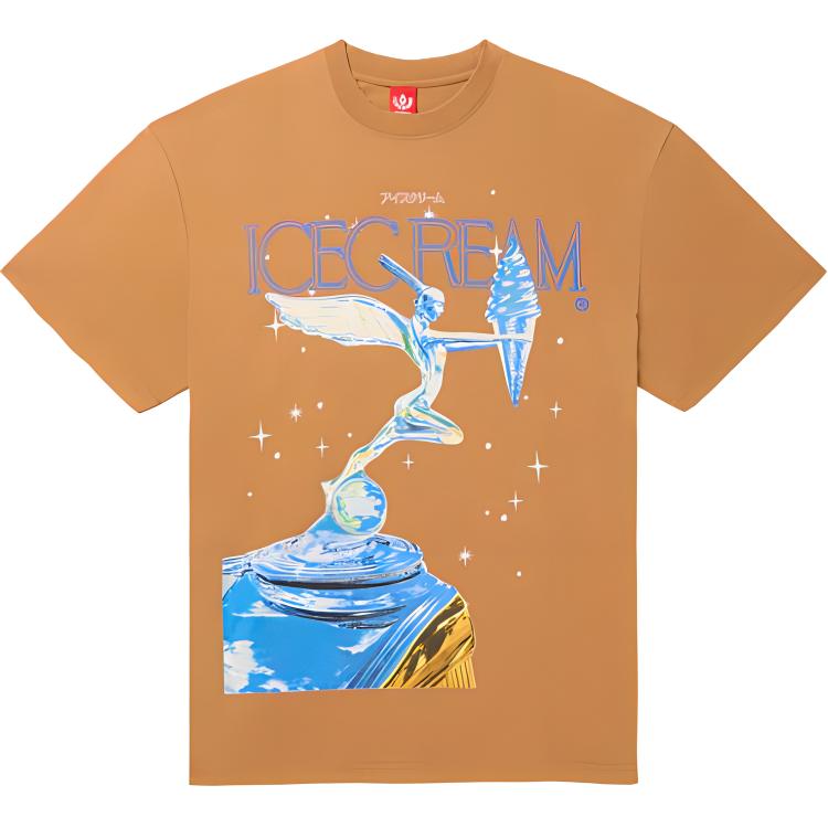 Ice Cream ICECREAM Orange Graphic Crew Neck Unisex T-Shirt 441-3300-CASHEW