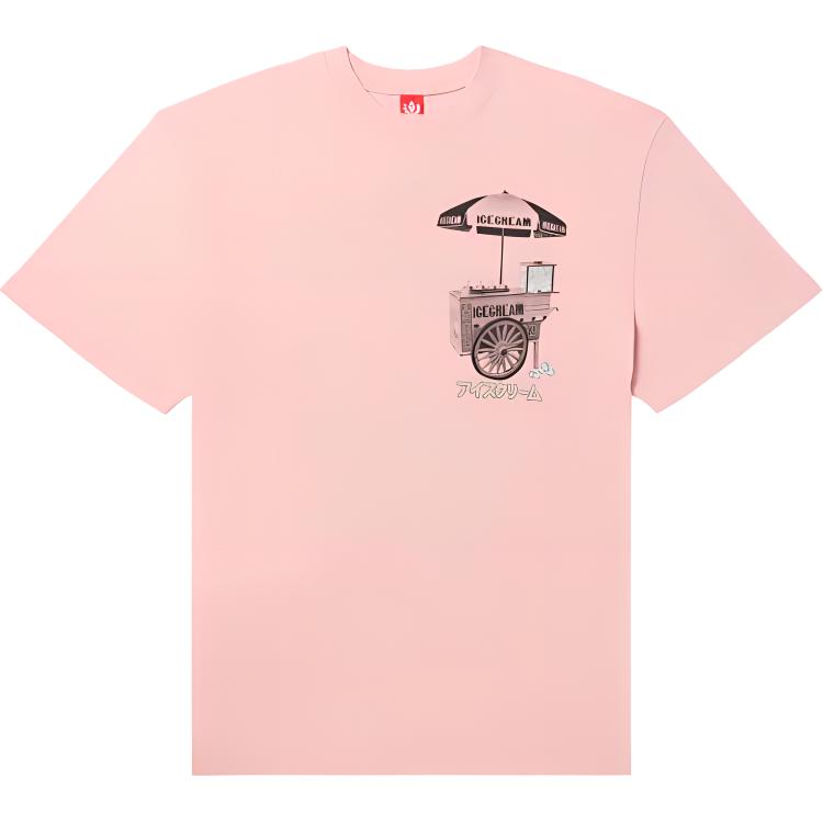 Ice Cream ICECREAM Pink Letter Print Graphic Unisex Short Sleeve T-Shirt. 441-3303-SILVER