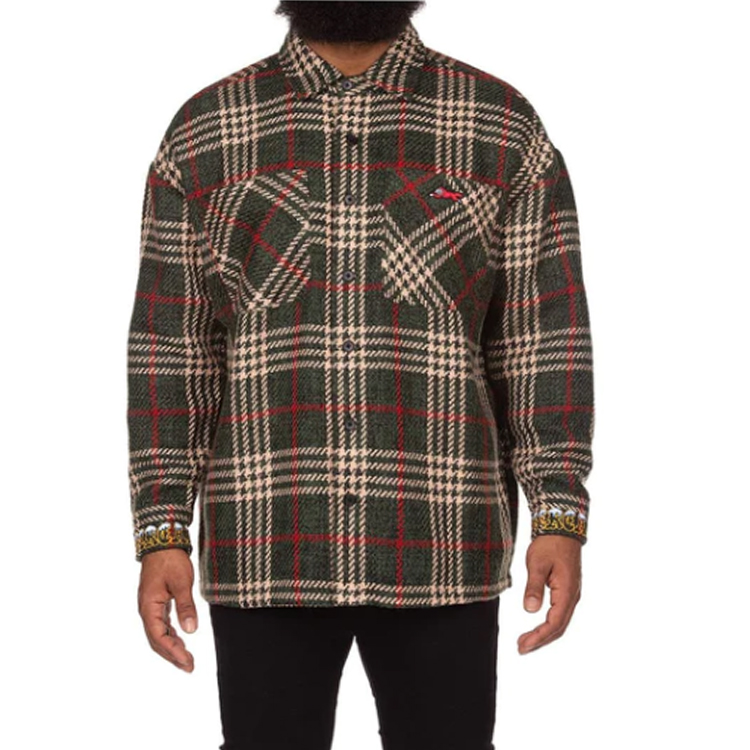 Ice Cream ICECREAM Plaid Collared Button-Up Casual Long Sleeve Jacket Unisex Plaid Wool 431-8403