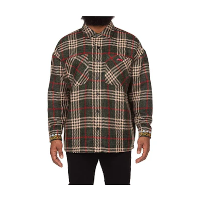 Ice Cream ICECREAM Plaid Collared Button-Up Casual Long Sleeve Jacket Unisex Plaid Wool 431-8403