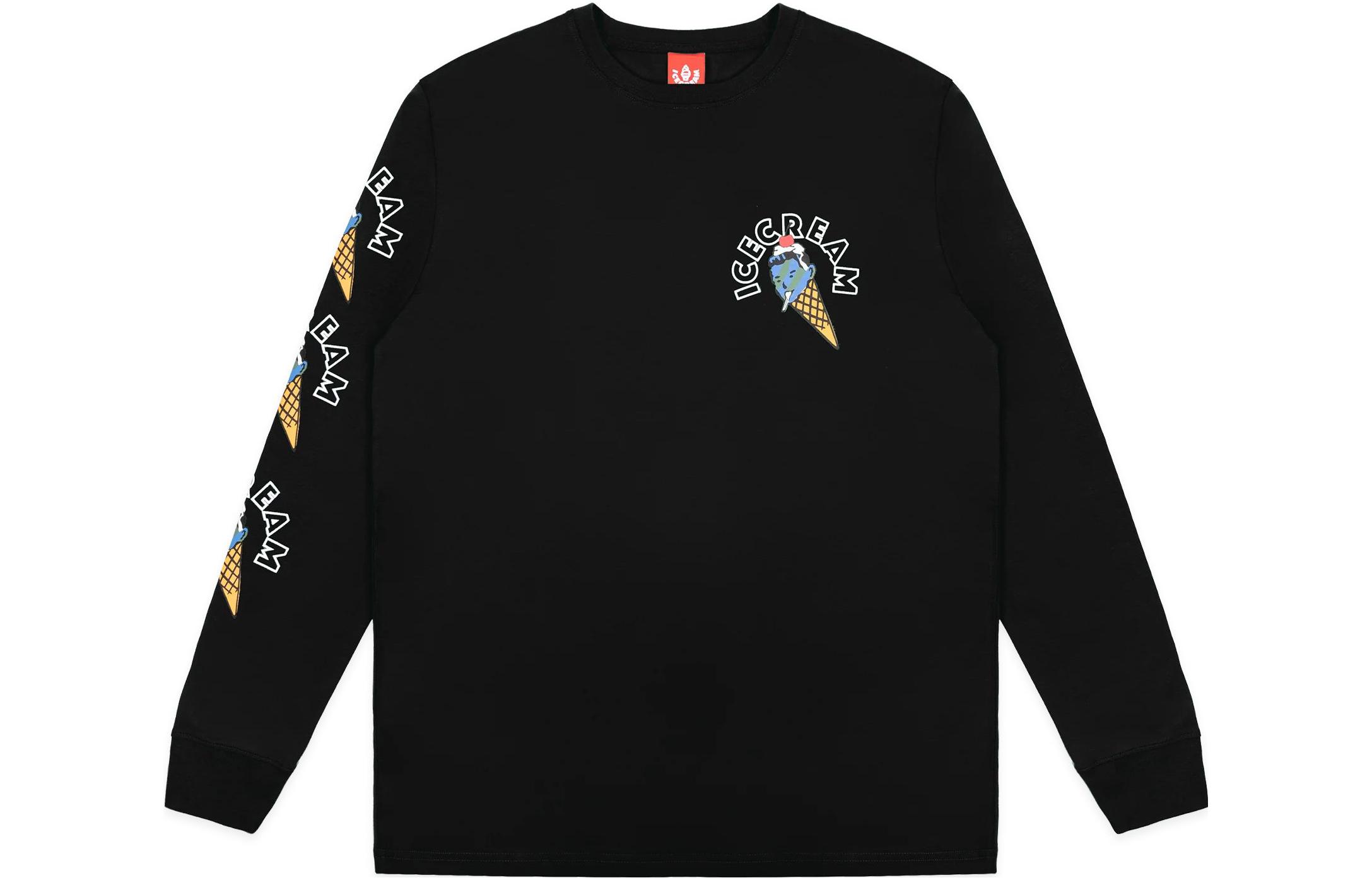 Ice Cream ICECREAM Printed Black Crewneck Pullover Sweatshirt Unisex Long Sleeve 431-7309-BLACK