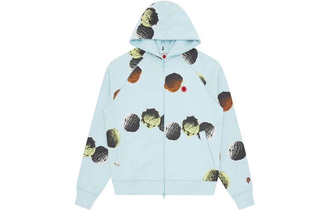 Ice Cream ICECREAM Printed Blue Zip-Up Hoodie Unisex Casual Jacket IC23430-BLUE