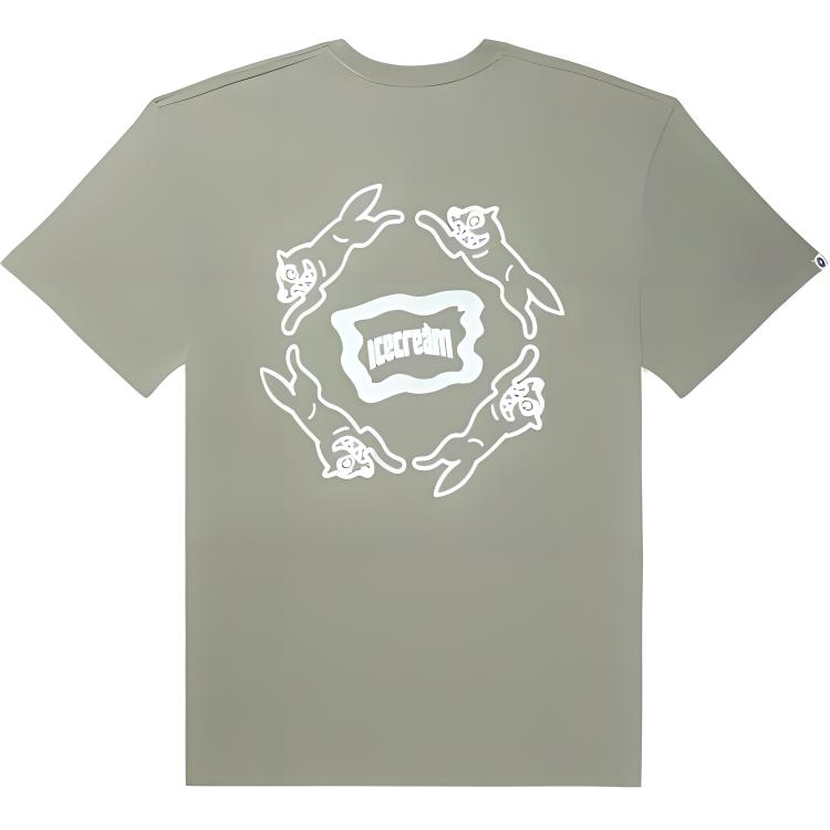 Ice Cream ICECREAM Running Dog Graphic Tee Unisex Green Short Sleeve T-Shirt 441-3211-SEA