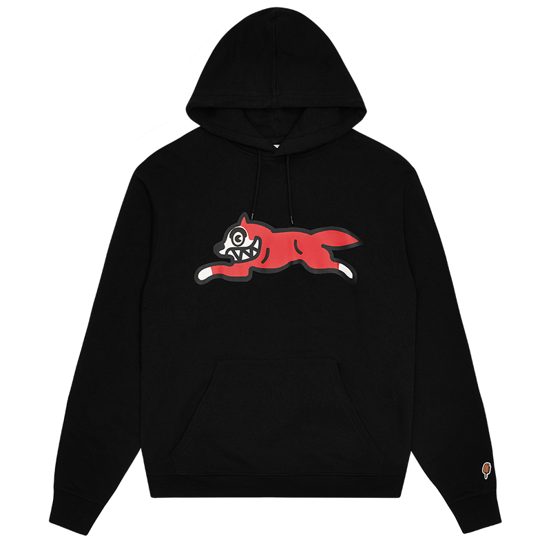 Ice Cream ICECREAM Running Dog Print Black Hoodie Unisex Long Sleeve Sweatshirt IC0048-RUNNINGDOGHOOD-BLACK