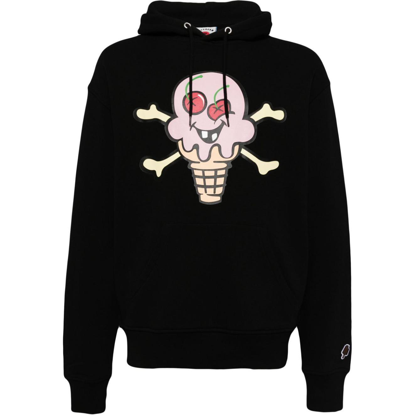 Ice Cream ICECREAM Skull Print Hoodie Black Long Sleeve Sweatshirt IC24399-BLACK