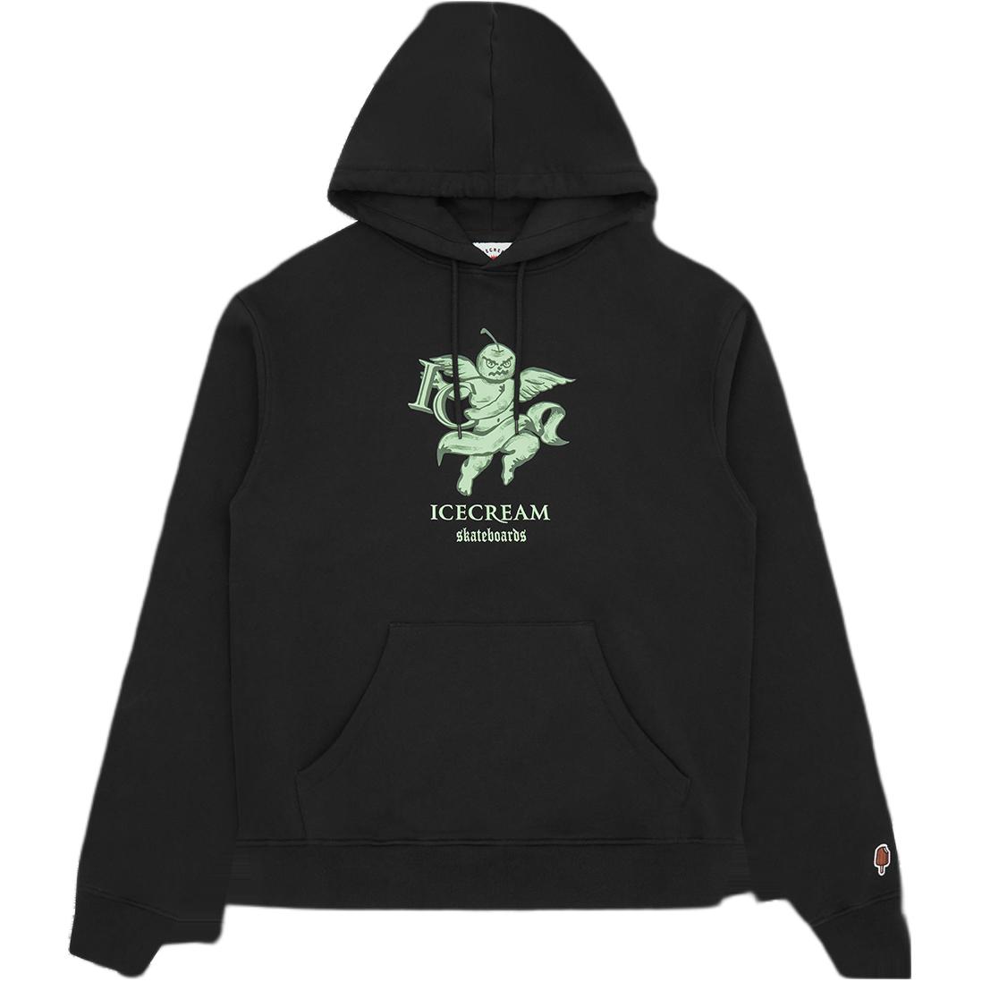 Ice Cream ICECREAM SS24 Angel Print Hoodie with Kangaroo Pocket Unisex Black IC23426-BLACK