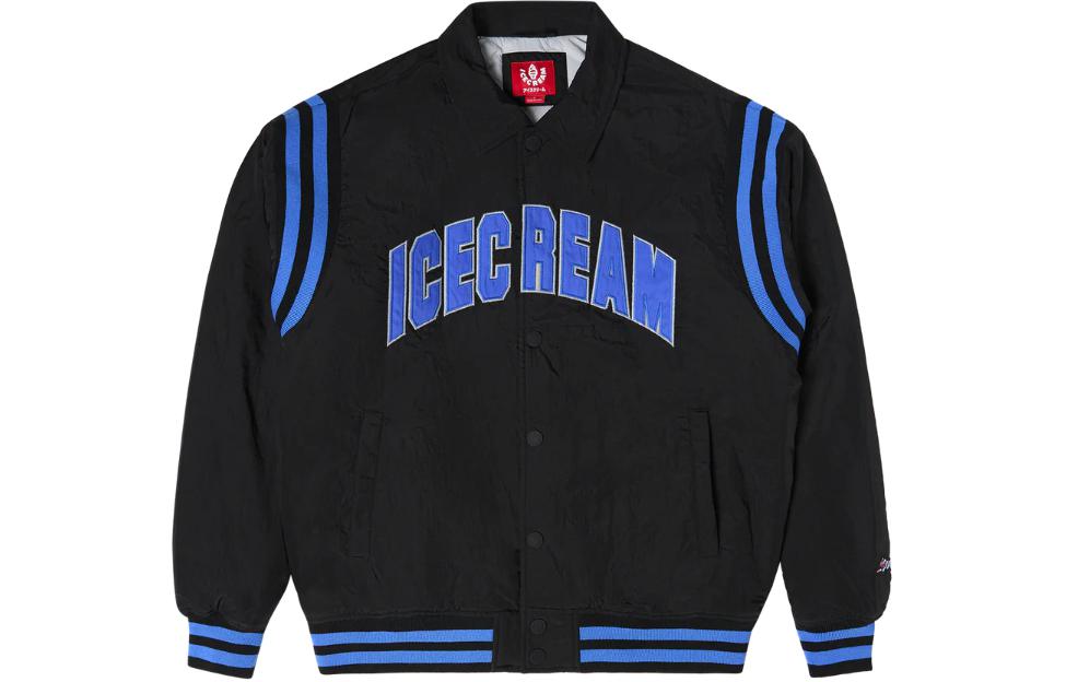 Ice Cream ICECREAM SS24 Black Embroidered Logo Button-Up Cardigan Jacket Unisex 441-1401-BLACK