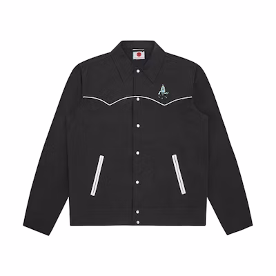 Ice Cream ICECREAM SS24 Black Logo Embroidered Collared Long-Sleeve Jacket Unisex IC24118-BLACK