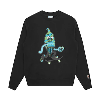 Ice Cream ICECREAM SS24 Black Long-Sleeve Sweatshirt with Cone Print - Unisex IC24121-BLACK