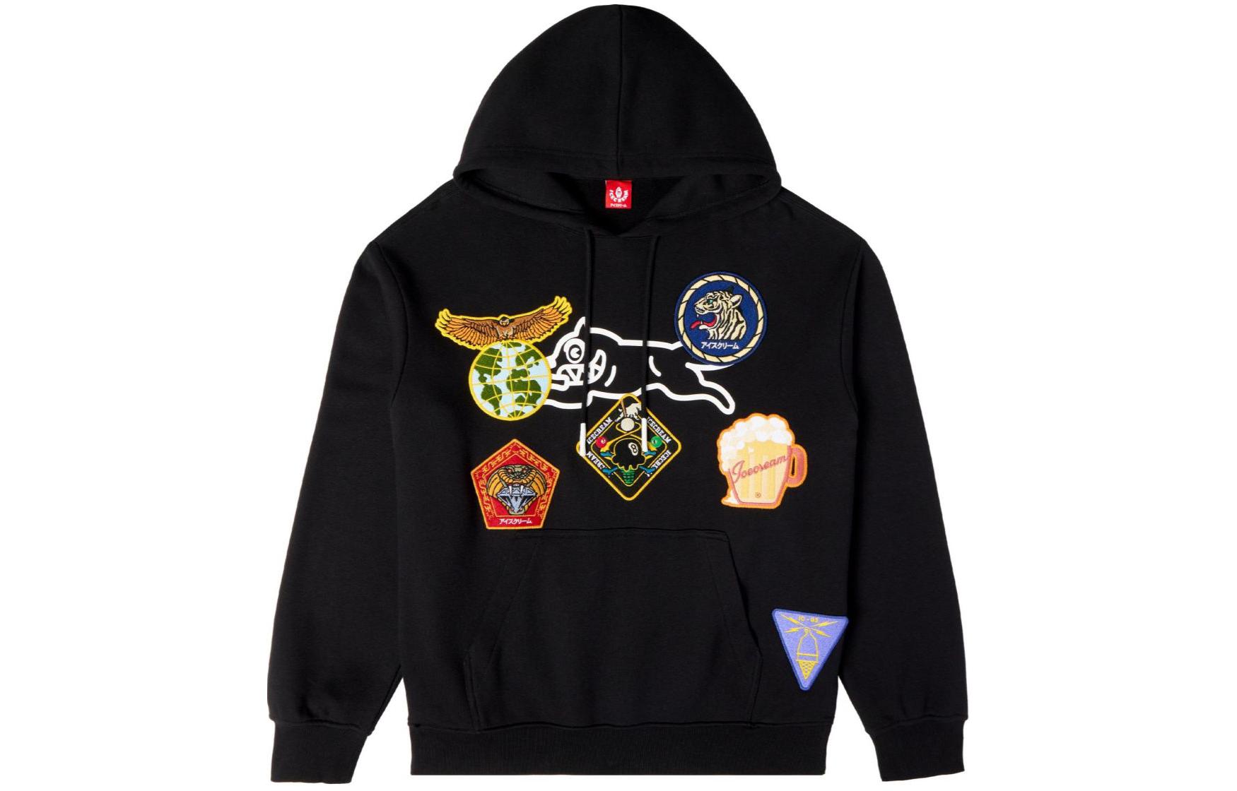 Ice Cream ICECREAM SS24 Black Printed Patch Pullover Hoodie Unisex 441-2306-BLACK