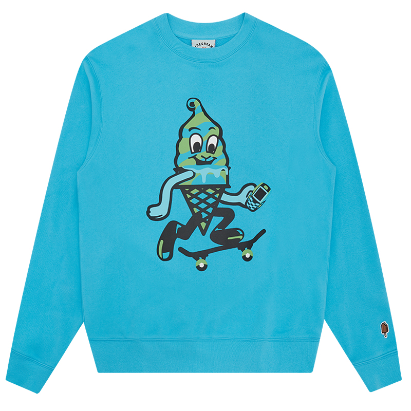 Ice Cream ICECREAM SS24 Blue Tapered Cone Print Graphic Crewneck Sweatshirt Unisex IC24121-BLUE