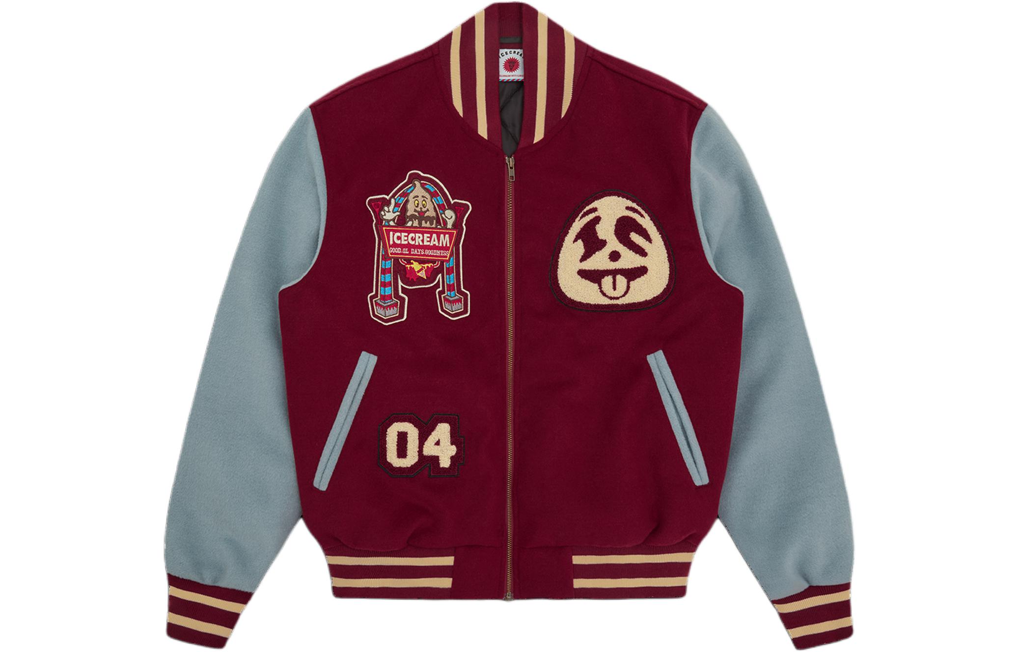 Ice Cream ICECREAM SS24 Embroidered Bomber Jacket Burgundy Long Sleeve IC24106-BURGUNDY