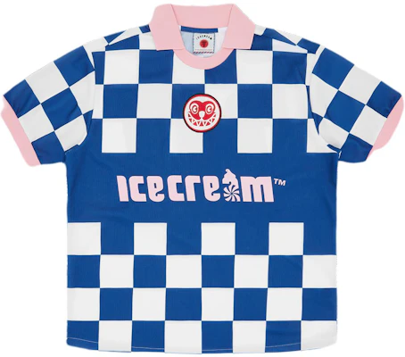 Ice Cream ICECREAM SS24 Embroidered Patch Contrast Unisex Soccer Jersey Blue. IC24S33-BLUECHECK Buy Ice Cream ICECREAM SS24 Embroidered Patch Contrast Unisex Soccer Jersey Blue. IC24S33-BLUECHECK