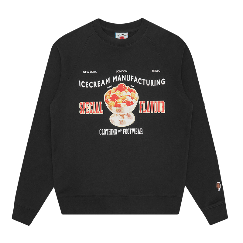 Ice Cream ICECREAM SS24 Food Alphabet Graphic Crewneck Sweatshirt Unisex Black IC24122-BLACK