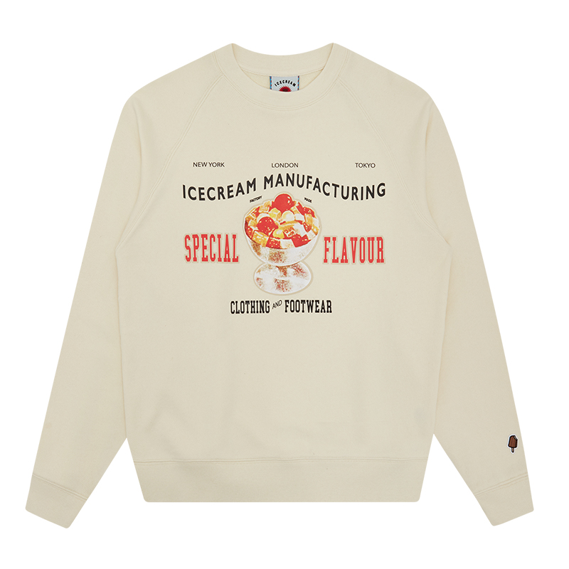 Ice Cream ICECREAM SS24 Food Alphabet Print Crewneck Sweatshirt Cream Unisex IC24122-CREAM