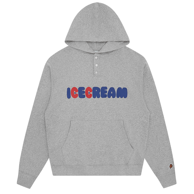 Ice Cream ICECREAM SS24 Kangaroo Pocket Hoodie Unisex Gray IC24126-HEATHERGREY