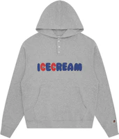 Ice Cream ICECREAM SS24 Kangaroo Pocket Hoodie Unisex Gray IC24126-HEATHERGREY Ice Cream ICECREAM SS24 Kangaroo Pocket Hoodie Unisex Gray IC24126-HEATHERGREY
