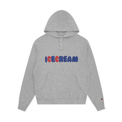 Ice Cream ICECREAM SS24 Kangaroo Pocket Hoodie Unisex Gray IC24126-HEATHERGREY