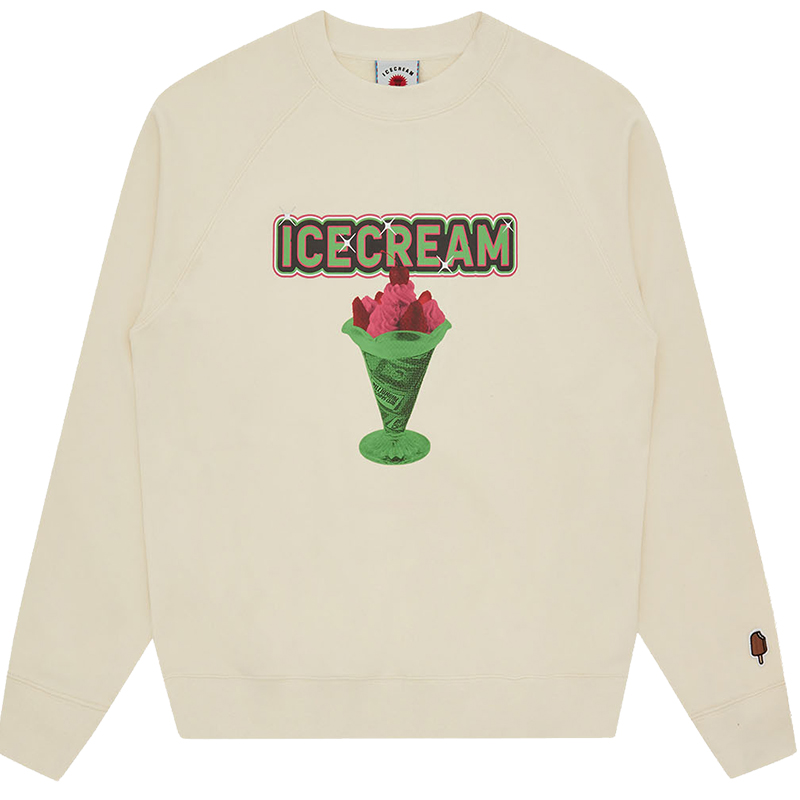 Ice Cream ICECREAM SS24 Logo Food Print Cream Long-Sleeve Sweatshirt Unisex Cream Color IC23424-CREAM