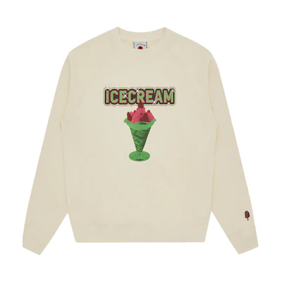 Ice Cream ICECREAM SS24 Logo Food Print Cream Long-Sleeve Sweatshirt Unisex Cream Color IC23424-CREAM