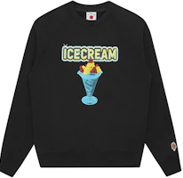 Ice Cream ICECREAM SS24 Logo Food Print Unisex Black Crewneck Long-Sleeve Sweatshirt IC23424-BLACK Ice Cream ICECREAM SS24 Logo Food Print Unisex Black Crewneck Long-Sleeve Sweatshirt IC23424-BLACK