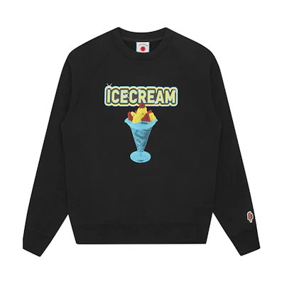 Ice Cream ICECREAM SS24 Logo Food Print Unisex Black Crewneck Long-Sleeve Sweatshirt IC23424-BLACK