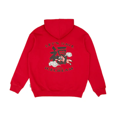 Ice Cream ICECREAM SS24 Lunar New Year Dragon Hoodie Red Unisex with Cloud Animal Print ISS3HD001RD-RED