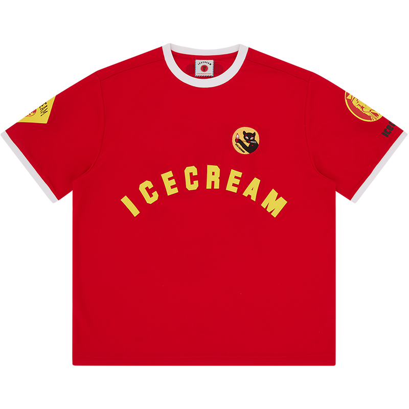 Ice Cream ICECREAM SS24 Mesh Logo Crew Neck Soccer Tee Unisex Red IC24136-RED