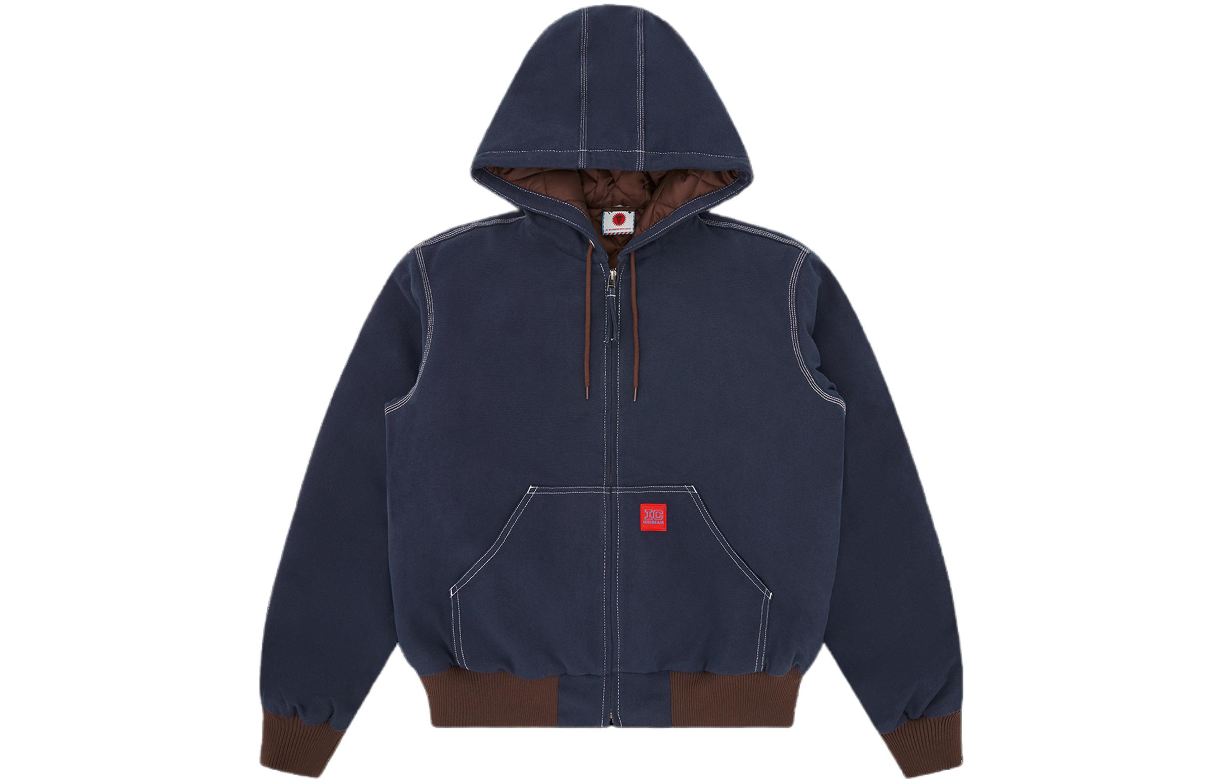 Ice Cream ICECREAM SS24 Navy Blue Hooded Zip-Up Jacket with Pockets IC24104-NAVY