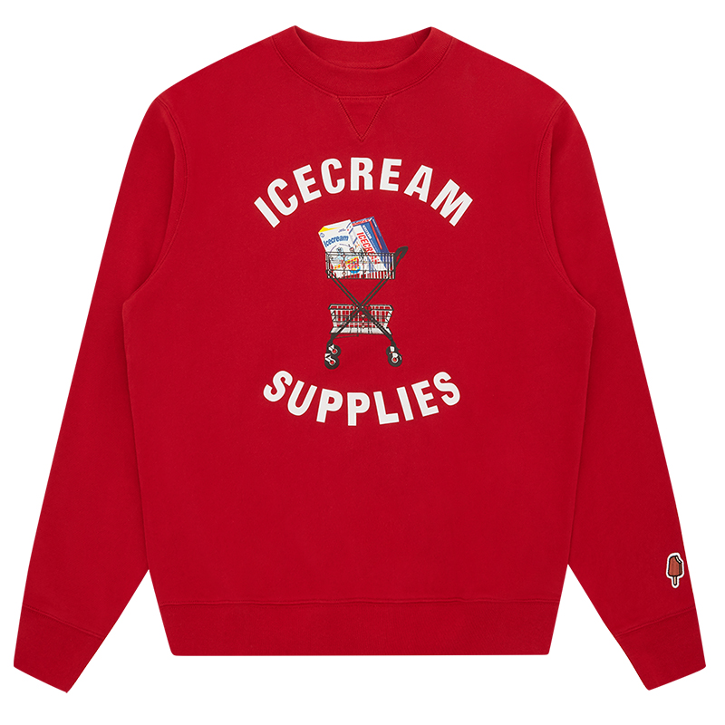 Ice Cream ICECREAM SS24 Red Logo Graphic Print Long Sleeve Sweatshirt Unisex IC23421-RED