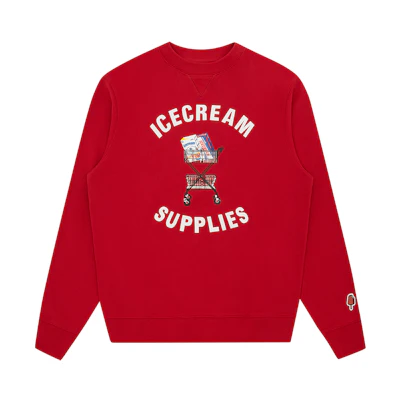 Ice Cream ICECREAM SS24 Red Logo Graphic Print Long Sleeve Sweatshirt Unisex IC23421-RED