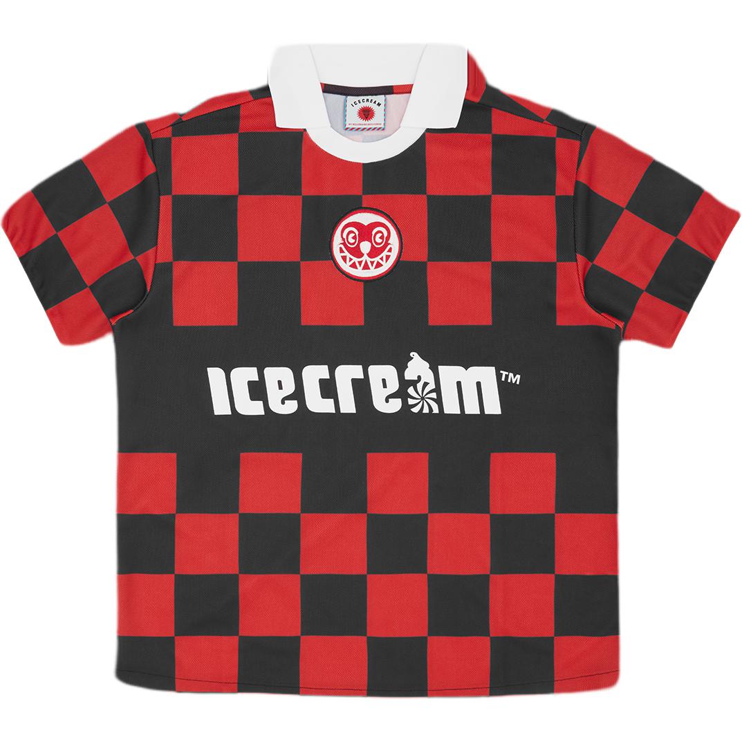 Ice Cream ICECREAM SS24 Red Soccer Jersey with Embroidered Patch Unisex. IC24S33-REDCHECK